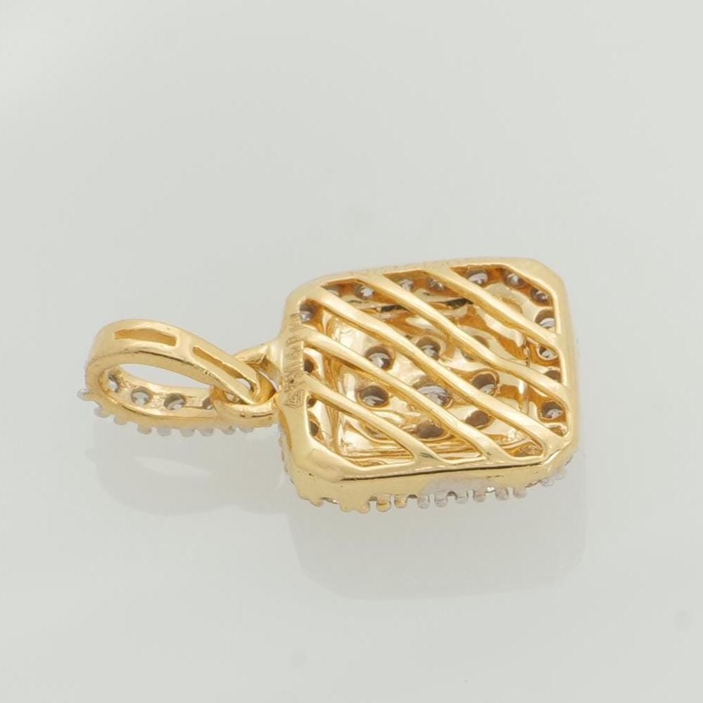 Square Diamond Halo Pendant, 14k Solid Gold, Natural Diamond, Statement Jewelry, Cluster Pendant, Minimalist Stacking Necklace, Gift for Her