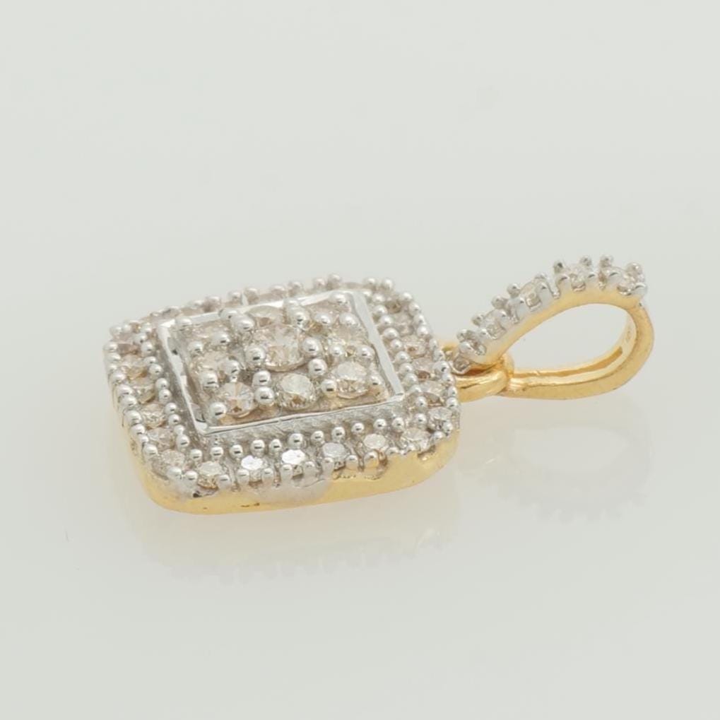 Square Diamond Halo Pendant, 14k Solid Gold, Natural Diamond, Statement Jewelry, Cluster Pendant, Minimalist Stacking Necklace, Gift for Her