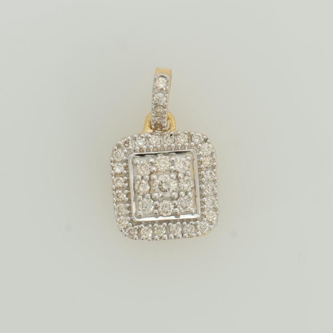 Square Diamond Halo Pendant, 14k Solid Gold, Natural Diamond, Statement Jewelry, Cluster Pendant, Minimalist Stacking Necklace, Gift for Her