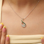 Load image into Gallery viewer, Teardrop Infinity Natural Diamond Pendant: 14k Solid Gold Enamel Cluster Stacking Necklace, IGI Certified, Ready To Ship