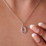 Load image into Gallery viewer, Oval Loop Natural Diamond Pendant: 14k Solid Gold Minimalistic Stacking Necklace, IGI Certified, Ready To Ship