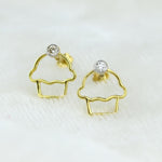 Load image into Gallery viewer, Kids Cupcake Diamond Stud Earrings, 14k Solid Gold, Natural Diamonds, Sweet Treat Jewelry, Gift for girls, Ready To Ship, HRD Certified