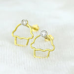 Load image into Gallery viewer, Kids Cupcake Diamond Stud Earrings, 14k Solid Gold, Natural Diamonds, Sweet Treat Jewelry, Gift for girls, Ready To Ship, HRD Certified
