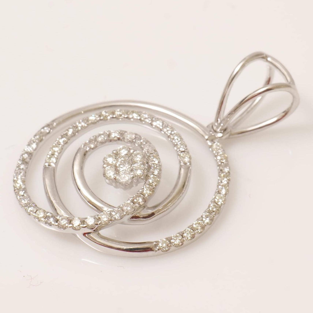 Spiral Diamond Pendant, 14k Solid Gold, Natural Diamond, Flower Swirl Pendant, Stackable Pendant, Minimalist Layering Necklace, Gift for Her