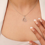 Load image into Gallery viewer, Heart Natural Diamond Pendan: 14k Solid Gold Filigree Openwork Love Necklace, IGI Certified, Ready To Ship