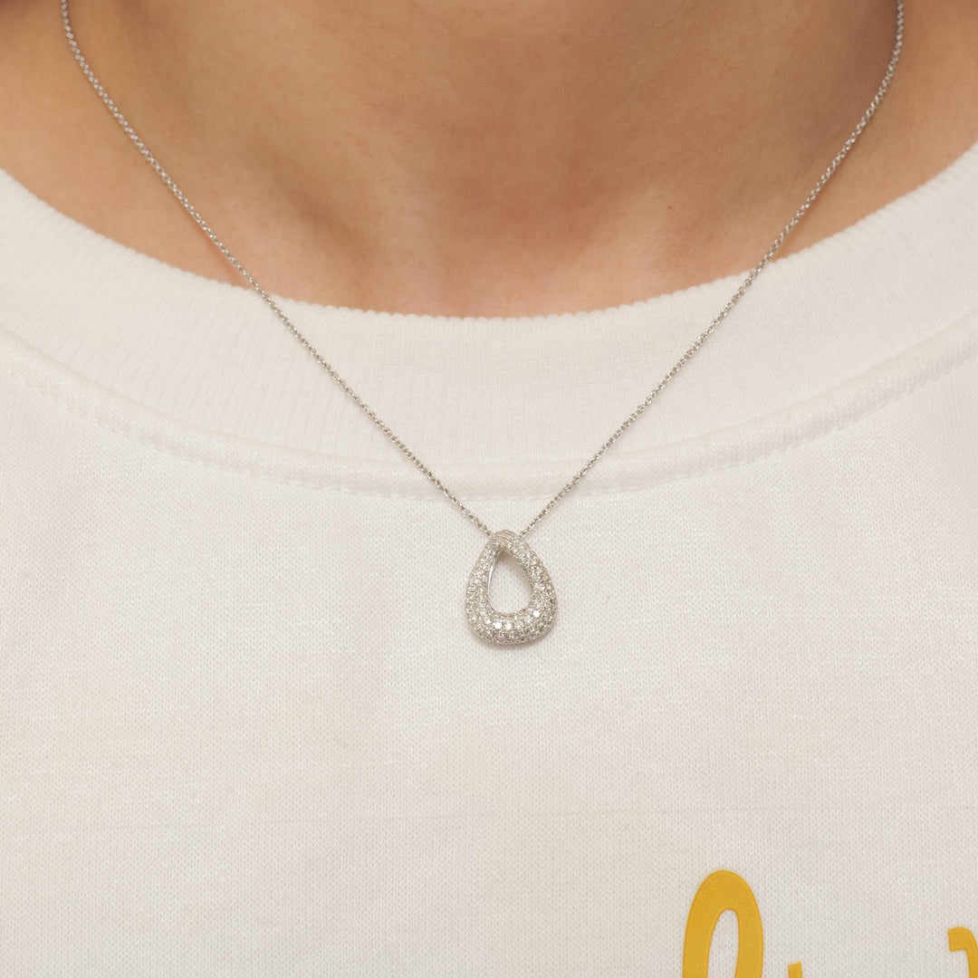Teardrop Diamond Pendant, 14k Solid Gold, Natural Diamond, Pavé Drop Necklace, Stackable Minimalistic Necklace, Ready To Ship, IGI Certified