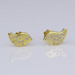 Load image into Gallery viewer, Kids Bird Diamond Stud Earrings, 14k Solid Gold, Natural Diamonds, Kids Animal jewelry, Gift for toddlers/girls/kids, Certified Jewelry