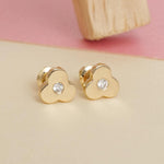 Load image into Gallery viewer, Kids Blossom Diamond Stud Earrings, 14k Solid Gold, Natural Diamonds, Kids Floral Jewelry, Gift for toddlers/girls/kids, Ready To Ship
