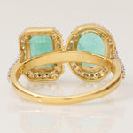 Load image into Gallery viewer, Emerald Gemstone Halo Diamond Ring, 14k Solid Gold, Natural Diamond, Statement Jewelry, Dual Tone Ring, Cocktail Ring, Gift for Her