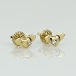 Load image into Gallery viewer, Kids Winged Heart Diamond Stud Earrings, 14k Solid Gold, Natural Diamonds, Angel Jewelry, Gift for toddlers/girls/kids