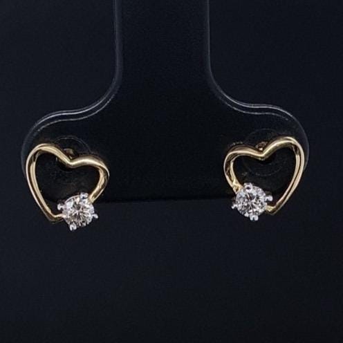 Kids Heart Diamond Stud Earrings, 14k Solid Gold, Natural Diamonds, Kids Jewelry, Gift for toddlers/girls/kids