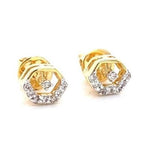 Load image into Gallery viewer, Kids Hexagonal Diamond Stud Earrings, 14k Solid Gold, Natural Diamonds, Geometric Jewelry, Gift for toddlers/girls/kids
