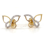 Load image into Gallery viewer, Kids Butterfly Diamond Stud Earrings, 14k Solid Gold, Natural Diamonds,  Open Wing Insect Jewelry, Gift for toddlers/girls, Ready To Ship