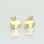 Load image into Gallery viewer, Kids Apple Diamond Stud Earrings, 14k Solid Gold, Natural Diamonds, Fruit Jewelry, Gift for toddlers/girls
