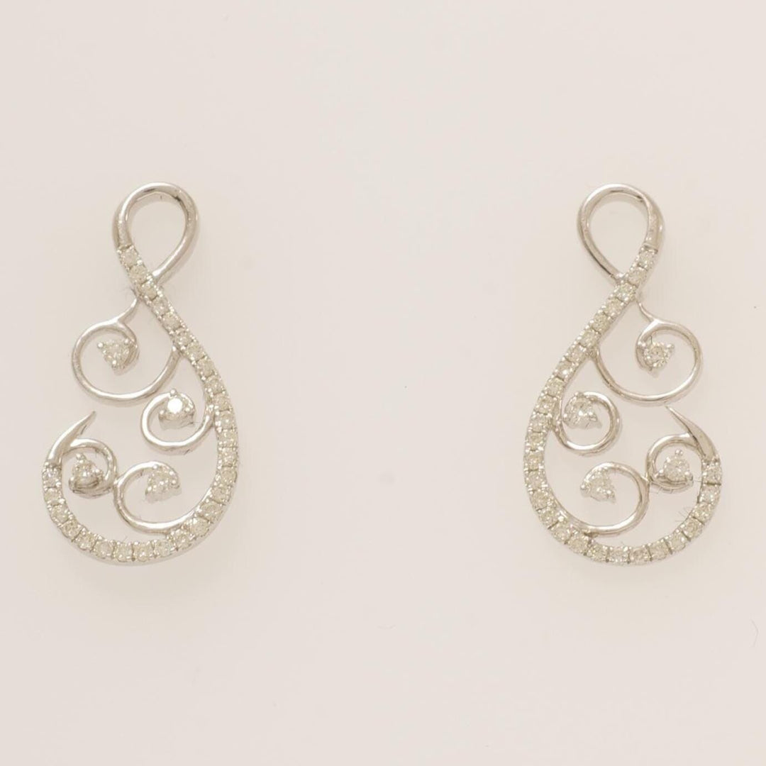 Swirl Diamond Stud Earrings, 14k Solid Gold, Natural Diamonds, Statement Jewelry, Everyday Minimalistic Jewelry, Filigree Stud, Gift For Her