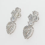 Load image into Gallery viewer, Floral Heart Halo Diamond Studs, 14k Solid Gold, Natural Diamonds, White Sapphire Gemstone Earrings, Statement Jewelry, Bridal Cocktail Stud