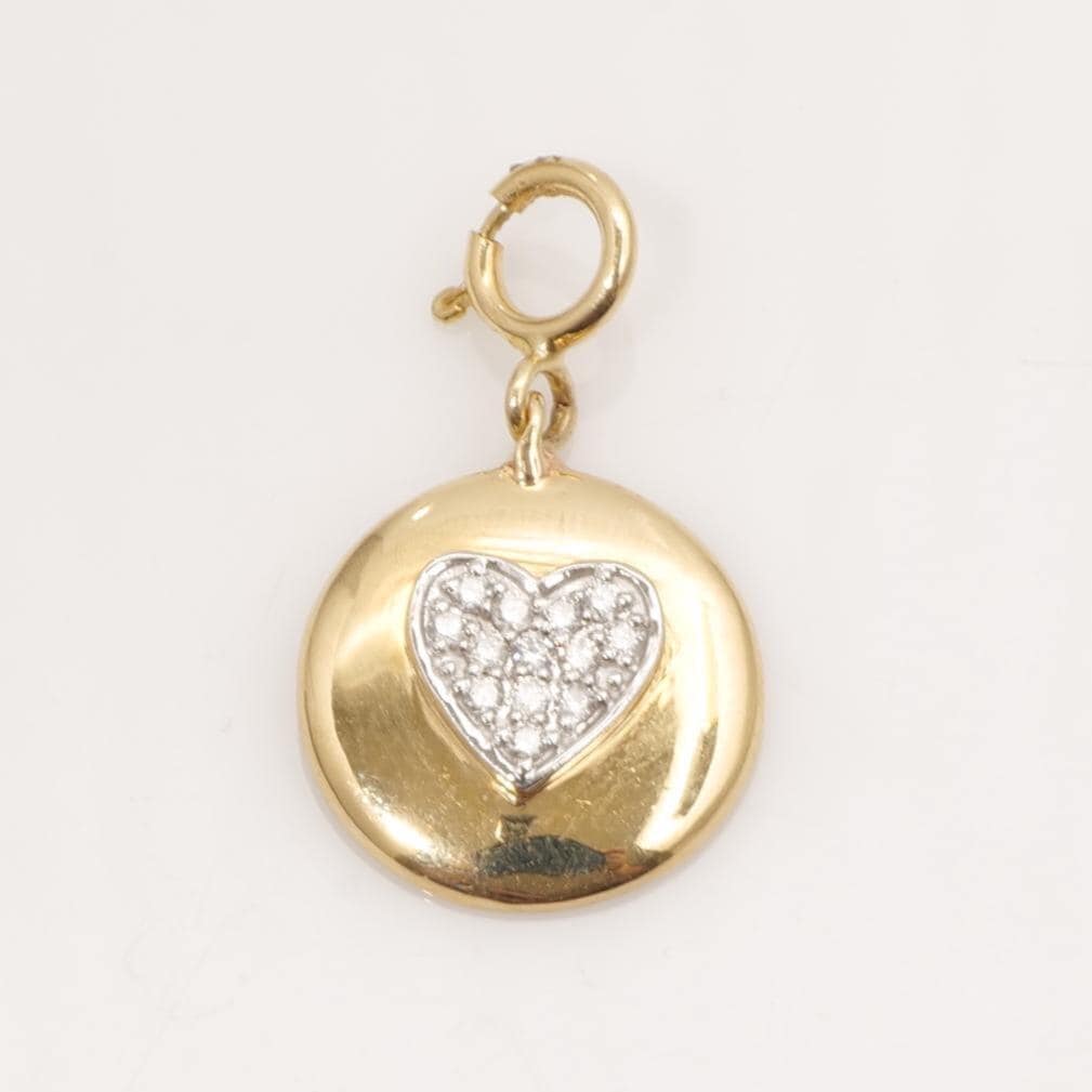 Heart Disc  Diamond Charm, 14k Solid Gold, Natural Diamonds, Pave Set Heart Charm, Everyday Layering Charm, Minimalist Jewelry, Gift for Her