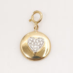 Load image into Gallery viewer, Heart Disc Natural Diamond Everyday Minimalist Charm: 14k Solid Gold Pave Love Layering Charm, Jewellery, Certified Jewelry, Ready To Ship
