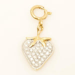 Load image into Gallery viewer, Strawberry Diamond Charm, 14k Solid Gold, Natural Diamonds, Pave Fruit Necklace, Dual Tone Pendant, Everyday Stacking Jewelry, Gift for Her