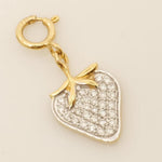 Load image into Gallery viewer, Strawberry Natural Diamond Charm, 14k Solid Gold, Pave Fruit Necklace, Dual Tone Pendant, Everyday Stacking Jewelry, Certified Jewelry
