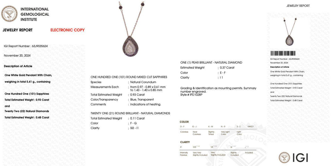 Teardrop Blue Sapphires Halo Diamond Necklace, 14k Solid Gold, Natural Diamonds, Gemstone Stacking Necklace, Ready To Ship, IGI Certified