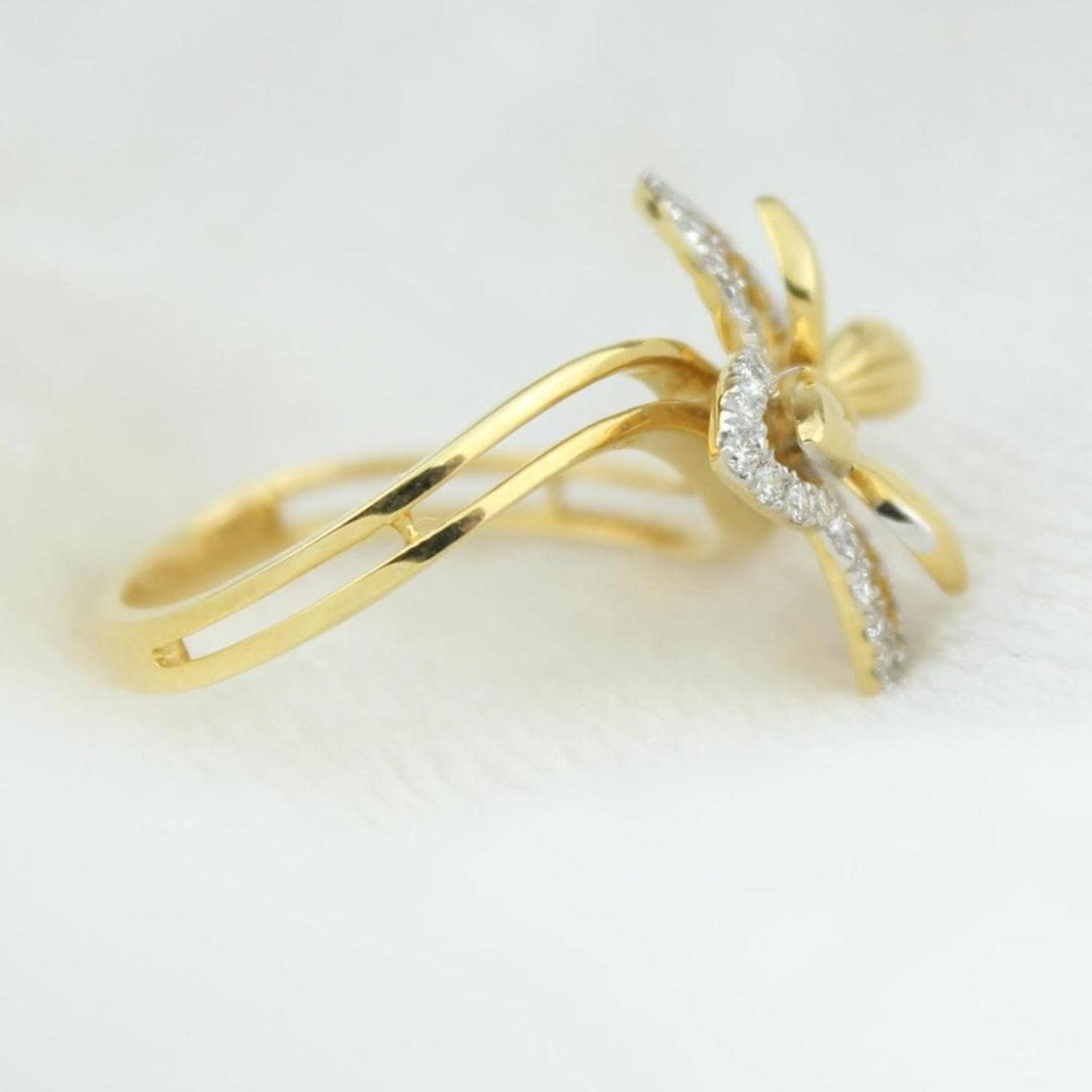 Butterfly Diamond Ring in 14k Solid Gold, Double Toned Ring, Natural Diamonds, Ready To Ship, Women's Day Gift