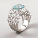 Load image into Gallery viewer, Aquamarine Diamond Ring In 14k Solid Gold, Birthstone Ring With Natural Diamonds, Ready To Ship, Women's Day Gift