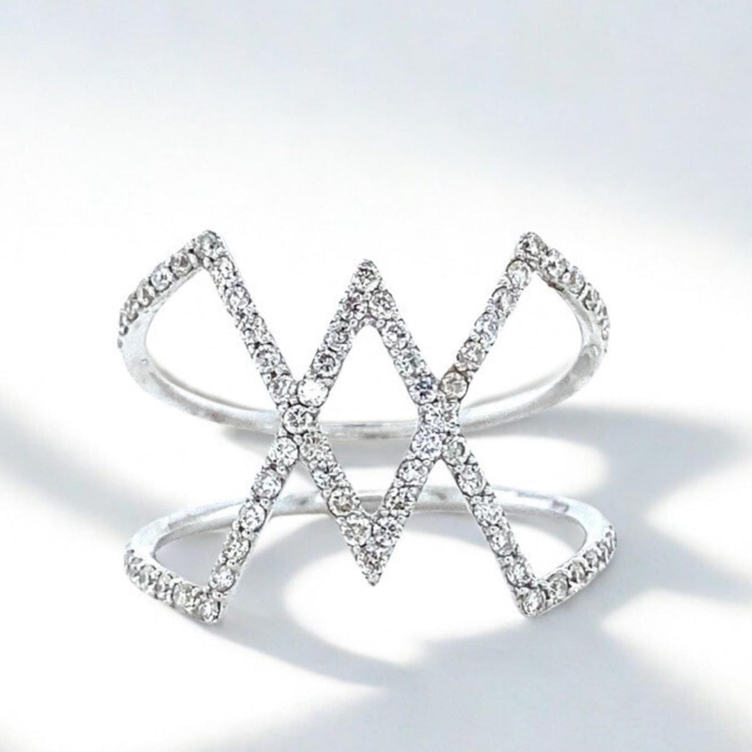 Criss Cross Diamond Ring, 14k Solid Gold, Natural Diamonds, Everyday Wear Jewelry, Ready To Ship, Women's Day Gift