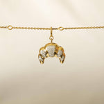 Load image into Gallery viewer, Croissant Diamond Charm, 14k Solid Gold, Natural Diamonds, Everyday Layering Jewelry, Two Tone French Food Jewelry, Minimalistic Pendant