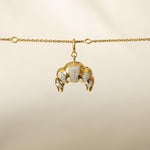 Load image into Gallery viewer, Croissant Natural Diamond Charm: 14k Solid Gold Everyday Layering Jewelry, Two Tone French Food Jewelry, Minimalistic Pendant, Ready To Ship