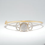 Load image into Gallery viewer, Flower Disc Diamond Bracelet, 14k Solid Gold, Natural Diamonds, Cluster Statement Bangle, Layering Jewelry, Ready To Ship, IGI Certified