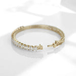 Load image into Gallery viewer, Marquise Natural Diamond Bridal Bangle Bracelet: 14k Solid Gold Half Eternity Stackable Jewellery, Certified Jewelry