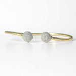 Load image into Gallery viewer, Orbs Diamond Cuff Bracelet, 14K Solid Gold, Natural Diamonds, Open Cuff Bangle, Stackable Minimalist Bracelet, Statement Jewelry