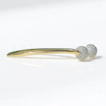 Load image into Gallery viewer, Orbs Diamond Cuff Bracelet, 14K Solid Gold, Natural Diamonds, Open Cuff Bangle, Stackable Minimalist Bracelet, Statement Jewelry