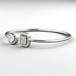 Load image into Gallery viewer, Open Halo Diamond Bracelet, 14k Solid Gold, Natural Diamonds, Geometric Statement Cuff, Stacking Bangle Jewelry, Minimalistic Bracelet