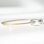 Load image into Gallery viewer, Cone End Diamond Bracelet, 14K Solid Gold, Natural Diamonds, Dual Tone Open Cuff, Geometric Statement Bracelet, Minimalist Stacking Jewelry