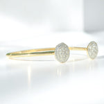 Load image into Gallery viewer, Circle Natural Diamond Stackable Open Cuff Bracelet: 14K Solid Gold Cluster Minimalistic Jewellery, Certified Jewelry