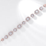 Load image into Gallery viewer, Halo Set Diamond Tennis Bracelet, 14k Solid Gold, Natural Diamonds, Illusion Two Toned Bracelet, Stackable Minimalistic Jewelry