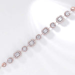 Load image into Gallery viewer, Geometric Halo Natural Diamond Stackable Tennis Bracelet: 14k Solid Gold Illusion Two Toned Minimalistic Jewellery, Certified Jewelry