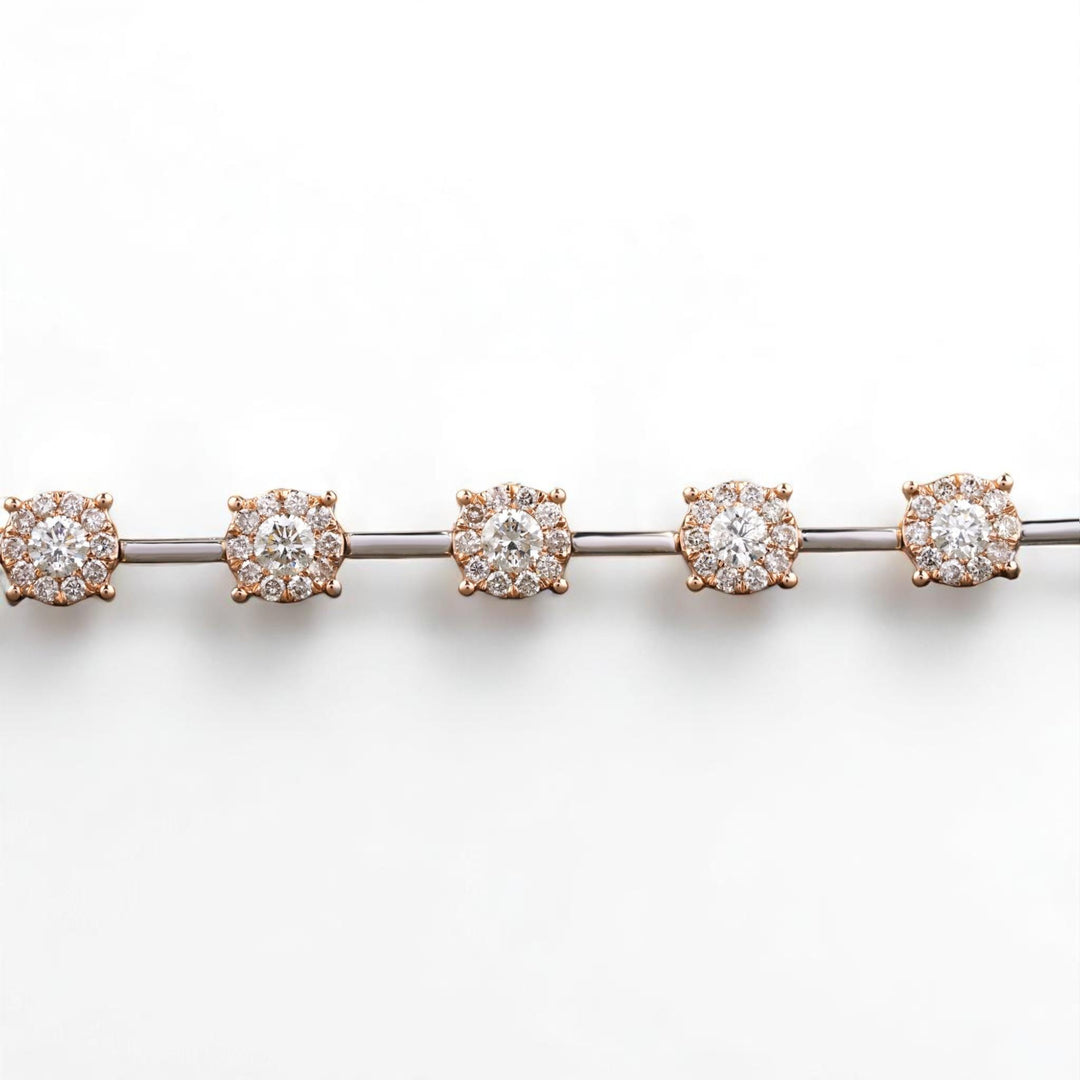 Solitaire Tennis Bracelet, 14K Solid Gold, Natural Diamonds, Cluster Linking Bracelet, Stackable Bracelet, Statement Minimalistic Jewelry