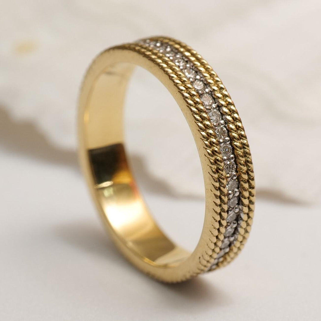 Round Diamond Band Ring in 14k Solid Gold, Supporting Diamond Band, Natural Diamonds, Promise Ring, Ready To Ship, Women's Day Gift