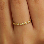 Load image into Gallery viewer, Crescent Diamond Band Ring, 14k Solid Gold, Supporting Band Ring, Natural Diamonds, Stackable Everyday Ring, Ready To Ship, Women's Day Gift