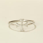 Load image into Gallery viewer, Cross Diamond Ring, 14k Solid Gold, Natural Diamonds, Stackable Handmade Jewelry, Minimalist Religious Ring, Ready To Ship, Women's Day Gift