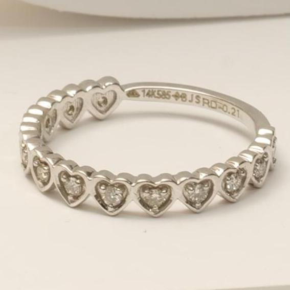 Heart Eternity Diamond Band Ring, 14k Solid Gold, Natural Diamonds, Everyday Jewelry, Stackable Minimalistic Ring, Ready To Ship