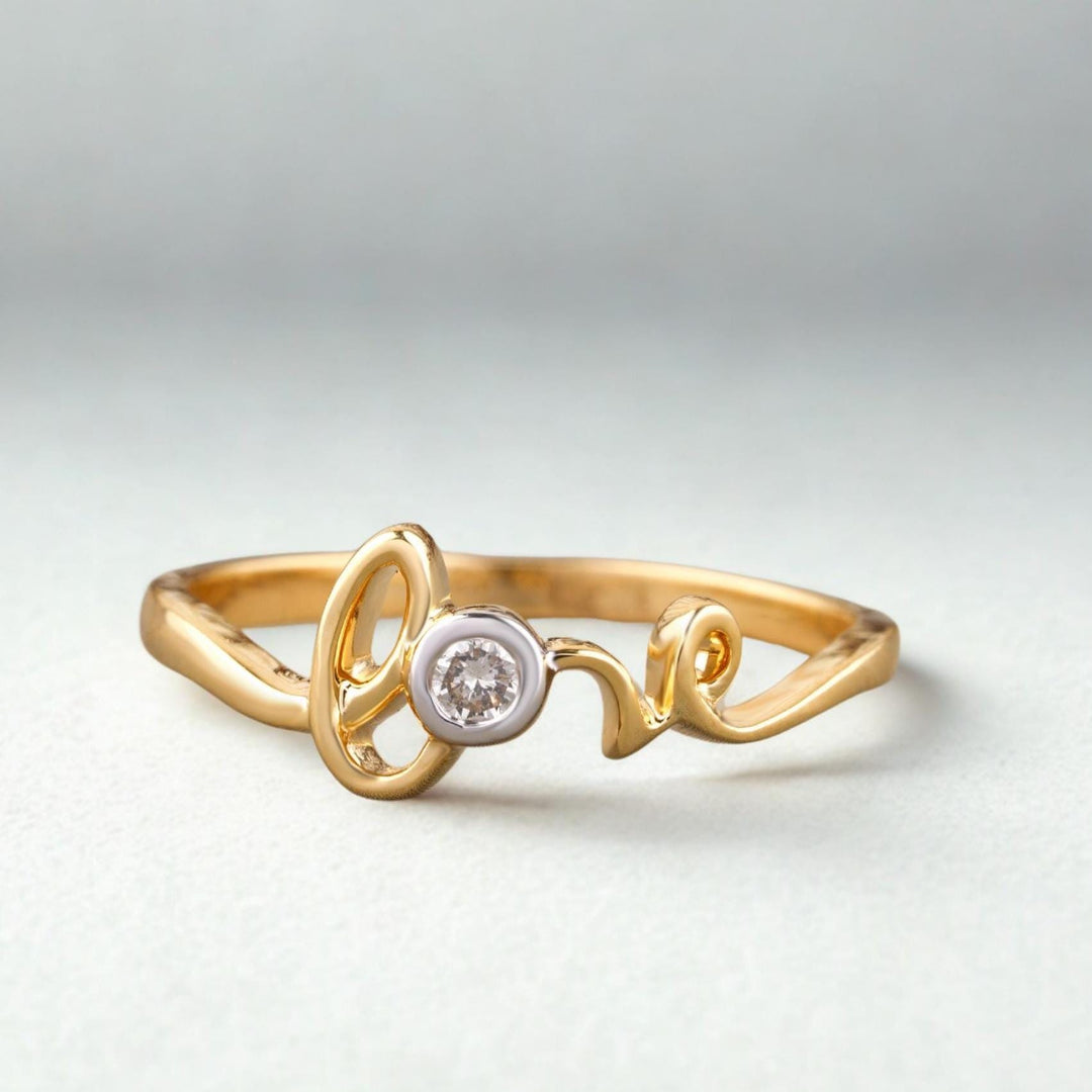 Diamond Love Ring In 14K Solid Gold, Proposal Ring With Natural Diamonds, Ready To Ship, Women's Day Gift