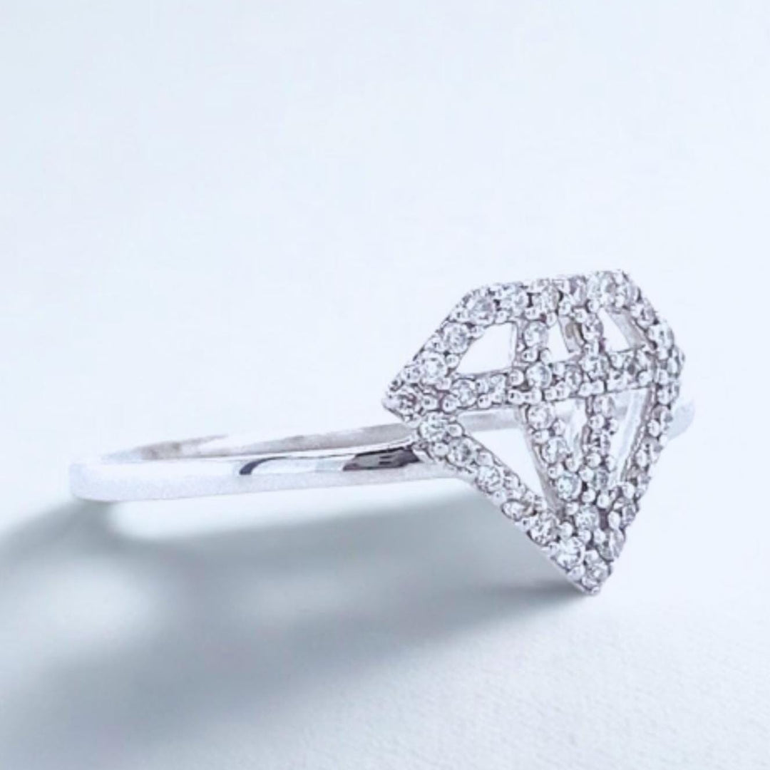 Diamond Ring, 14k Solid Gold, Natural Diamonds, Everyday Stackable Jewelry, Minimalistic Geometric Ring, Ready To Ship