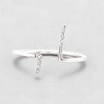 Load image into Gallery viewer, Double Bar Open Cuff Diamond Ring, 14k Solid Gold, Natural Diamonds, Asymmetrical T-Ring, Minimalist Ring, Ready To Ship, Women's Day Gift