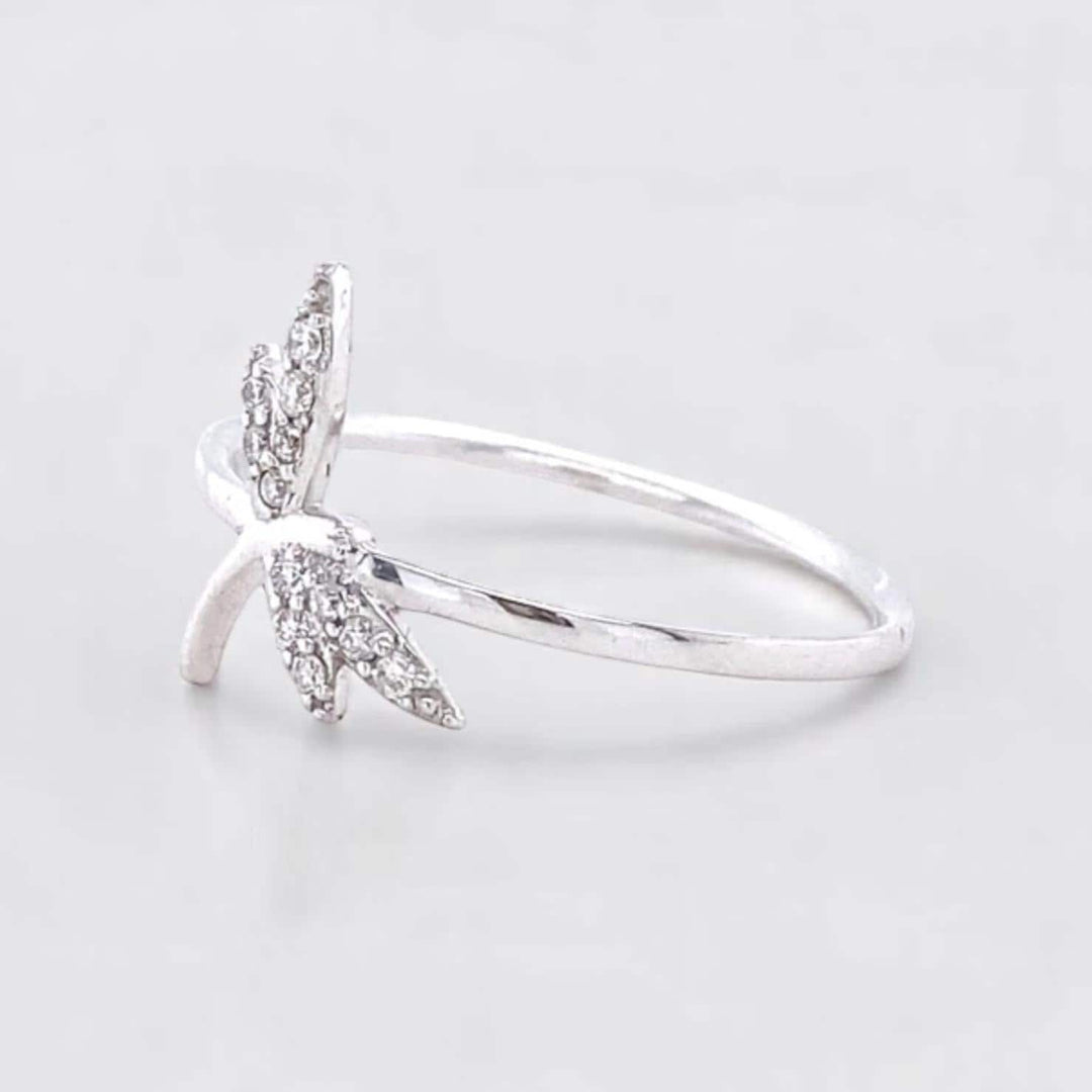 Dragonfly Diamond Ring, 14k Solid Gold, Natural Diamonds, Animal Ring, Everyday Minimalistic Jewelry, Ready To Ship