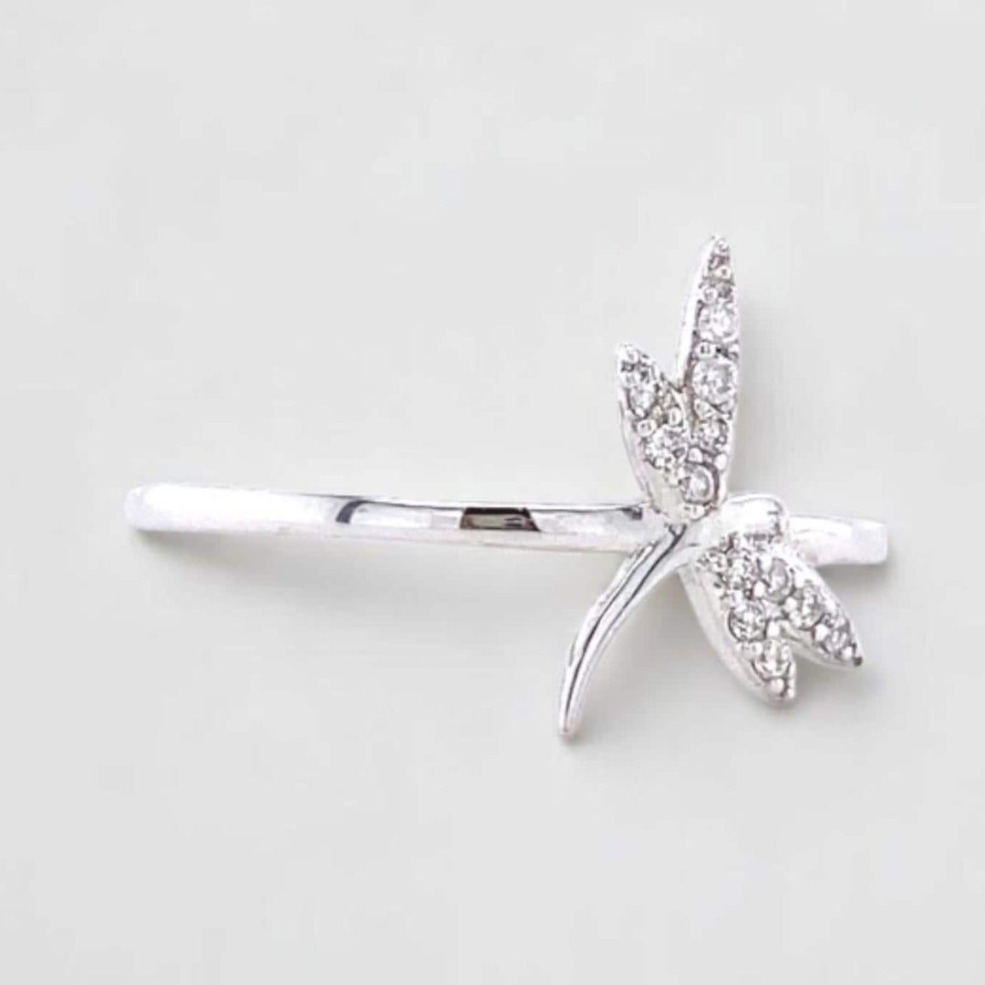 Dragonfly Diamond Ring, 14k Solid Gold, Natural Diamonds, Animal Ring, Everyday Minimalistic Jewelry, Ready To Ship