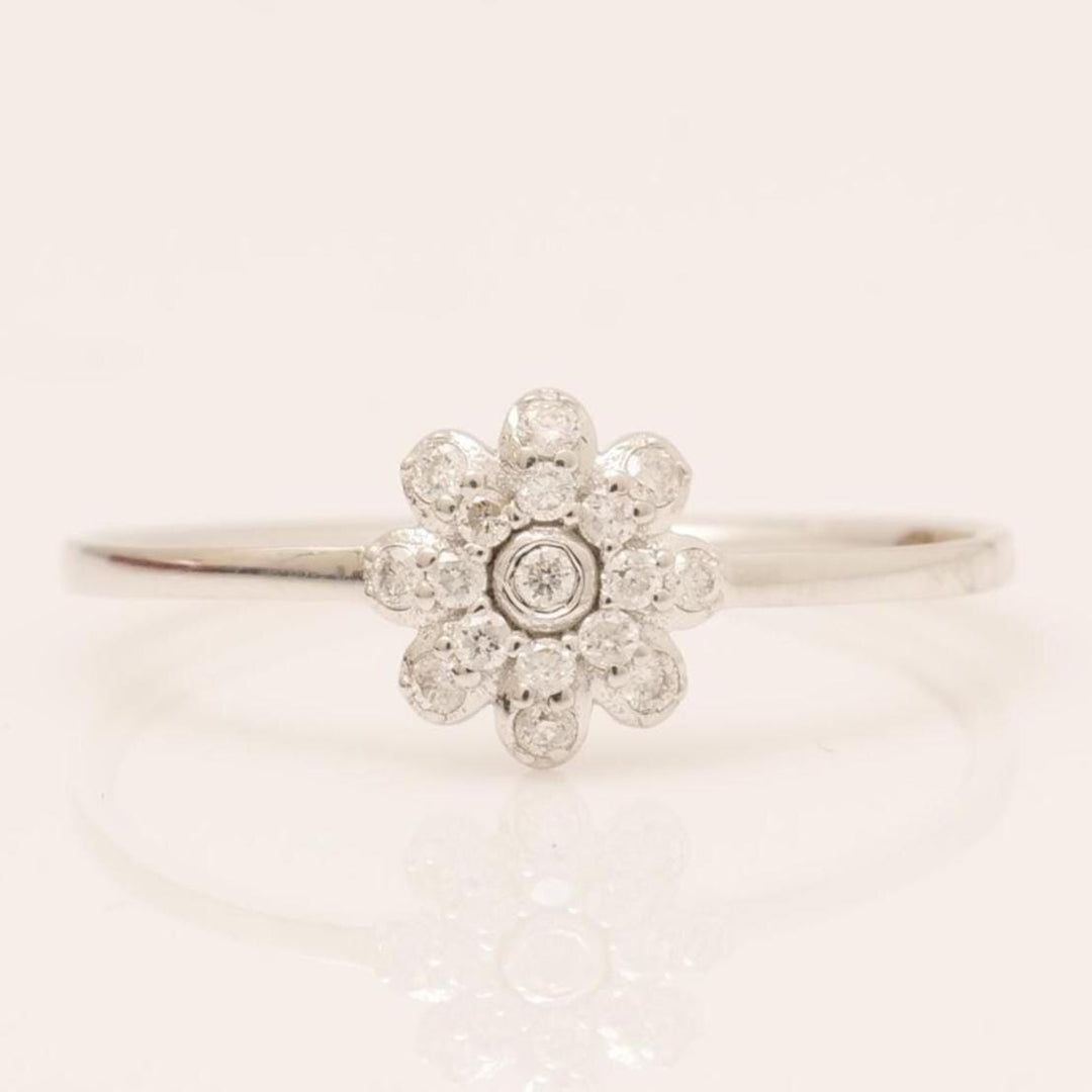 Flower Diamond Ring, 14k Solid Gold, IGI Certified, Natural Diamonds, Stackable Ring, Everyday Floral Ring, Minimalist Jewelry, Gift For Her